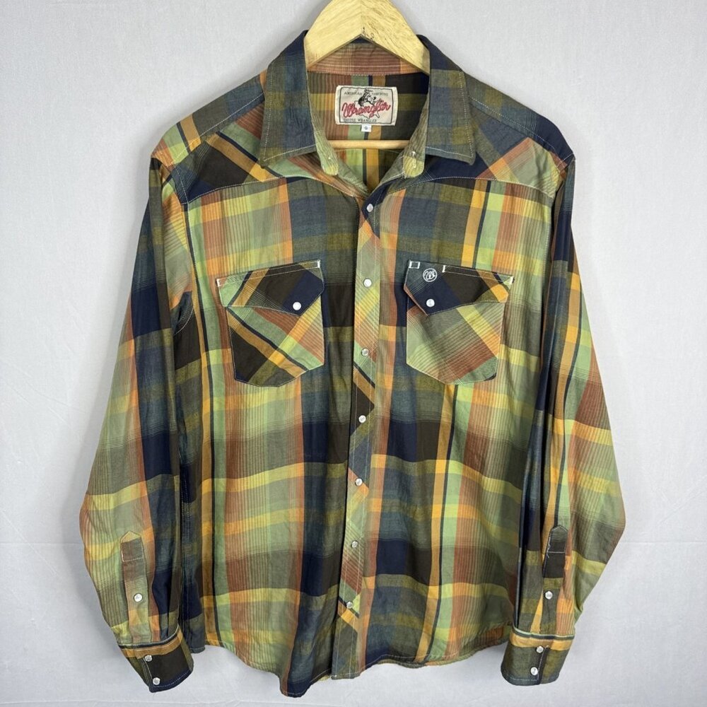Vintage Wrangler‎ American Cowboys Choose Wrangler Western Snap Shirt Men L